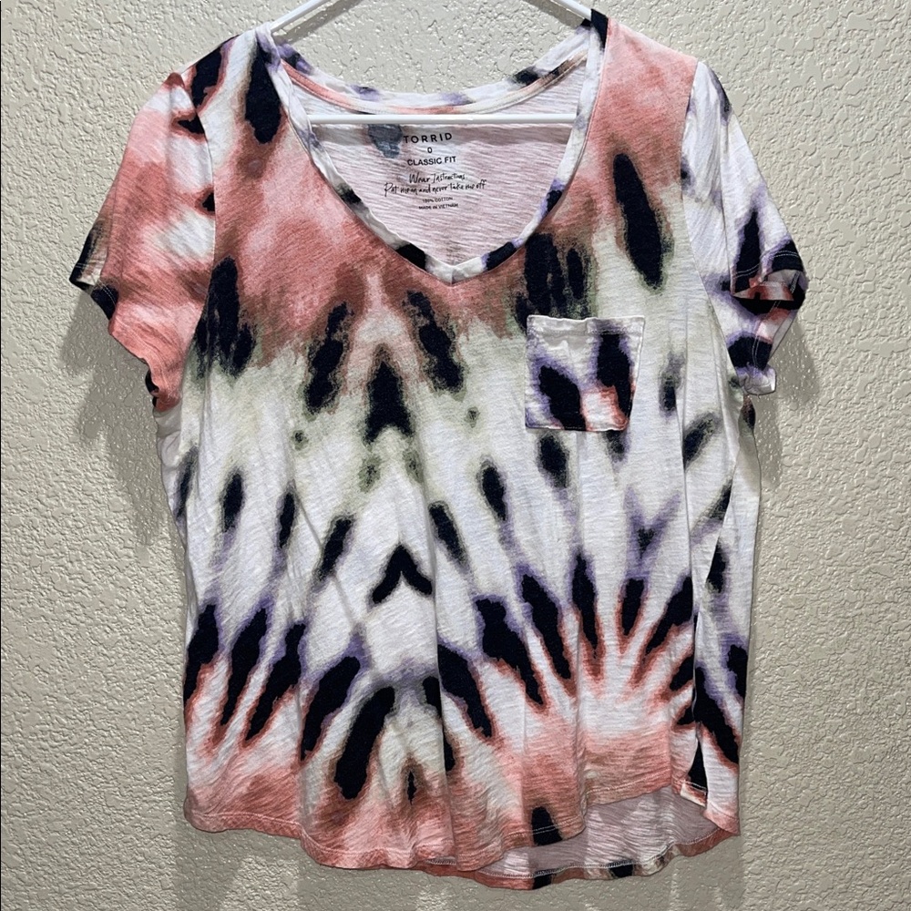Torrid Multicolor Tie-Dye V-Neck Tee